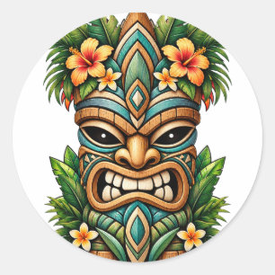 Redonda Pegatina Tiki Flor de Jade Suave