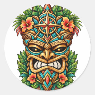 Redonda Pegatina Tiki Guardian Golden Reef Tiki