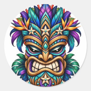Redonda Pegatina Tiki Violet Reef Sentinel