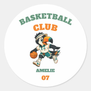 Redonda Pegatina Toucan Baloncesto Personalizada Niños
