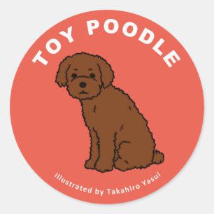 Redonda Pegatina Toy Poodle