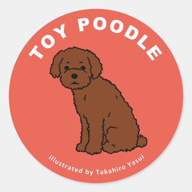 Redonda Pegatina Toy Poodle (Anverso)