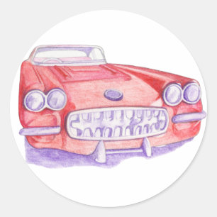 Redonda Pegatina Toy Red Car
