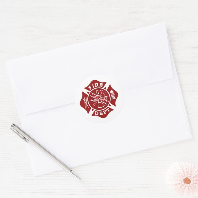 Redonda Pegatina transversal maltés contra incendios (Sobre)