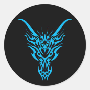 Redonda Pegatina tribal azul del dragón