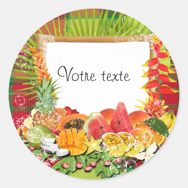 Redonda pegatina tropical-madras (Anverso)