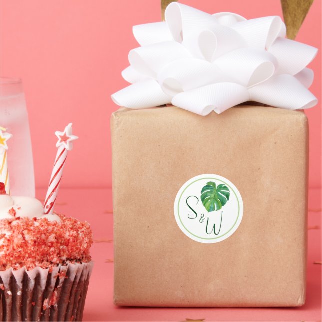 Redonda Pegatina Tropical Moderna (Fiesta)