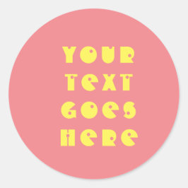 Redonda pegatina tu texto aquí amarillo negro personal