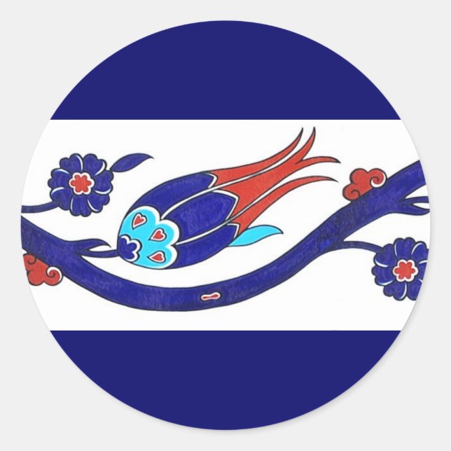 Redonda pegatina turca de tulipán (Anverso)