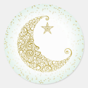 Redonda Pegatina Twinkle Little Star Gold Moon Mint