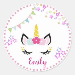 REDONDA PEGATINA UNICORNIO