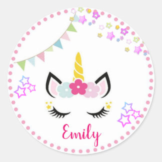 REDONDA PEGATINA UNICORNIO