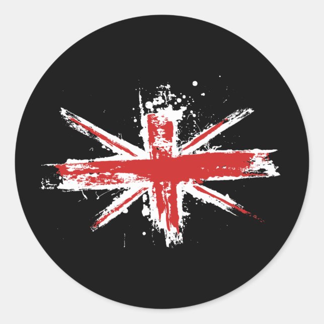 Redonda Pegatina Union Jack Splatter (Anverso)