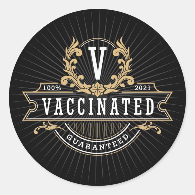 Redonda Pegatina vacunado | Emblema Regal | VAXd (Anverso)