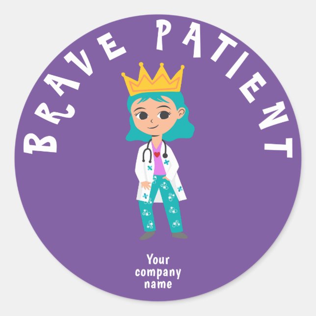 Redonda Pegatina valiente del paciente - nombre de la empr (Anverso)