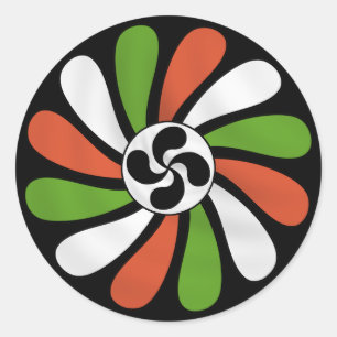 Redonda Pegatina vasco de la flor