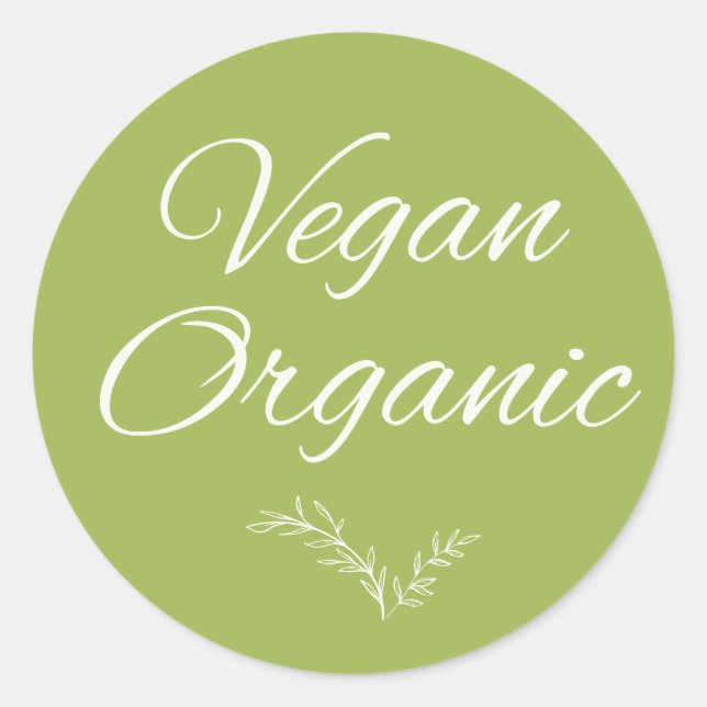 Redonda Pegatina Vegan Organic Rustic Modern Calligraphy (Anverso)