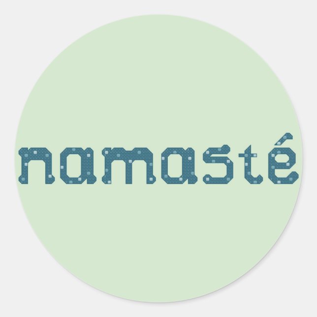 Redonda Pegatina Verde azulado de Namaste (Anverso)
