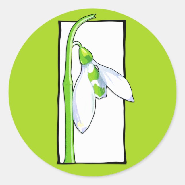 Redonda Pegatina verde blanco nevado (Anverso)