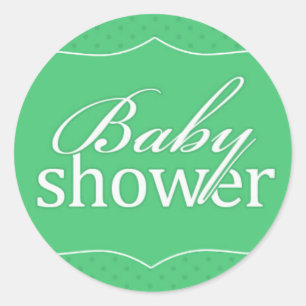 Redonda Pegatina verde de Baby Shower