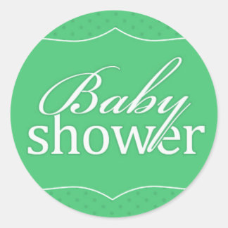 Redonda Pegatina verde de Baby Shower