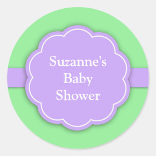Redonda Pegatina verde de Baby Shower