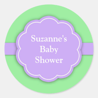 Redonda Pegatina verde de Baby Shower