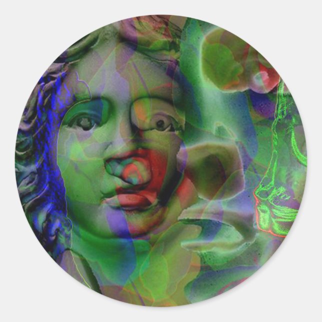 Redonda Pegatina Verde de Pesadilla (Anverso)