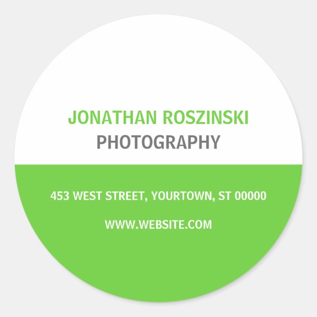 Redonda Pegatina verde de texto simple (Anverso)