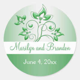 Redonda Pegatina verde esmeralda y blanco de 1,5"