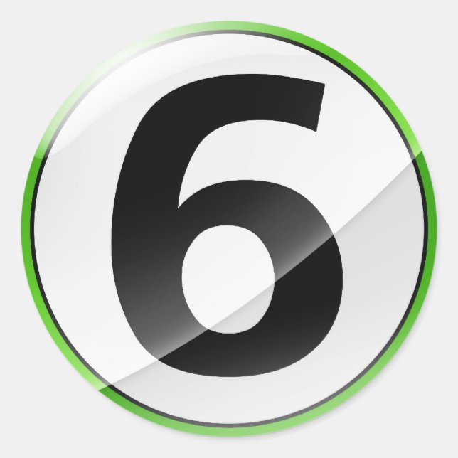 Redonda Pegatina verde número 6 (Anverso)