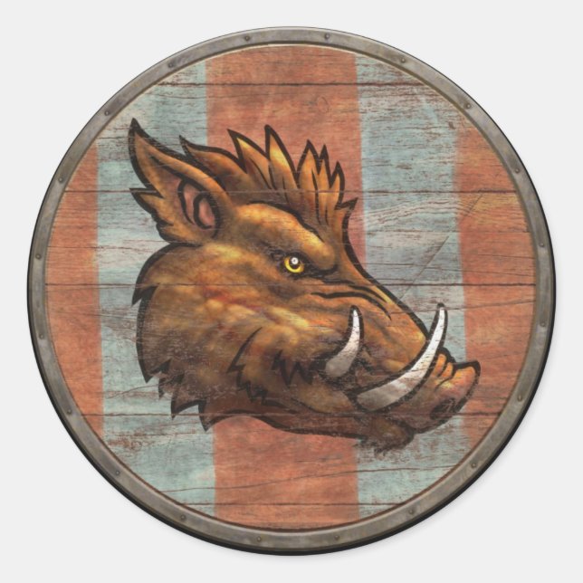 Redonda Pegatina Viking Shield - Boar (Anverso)
