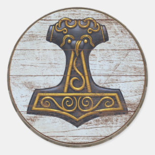 Redonda Pegatina Viking Shield - Mjolnir