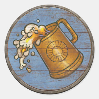Redonda Pegatina Viking Shield - Tankard flotante