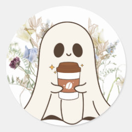 Redonda Pegatina vinílico de café fantasma