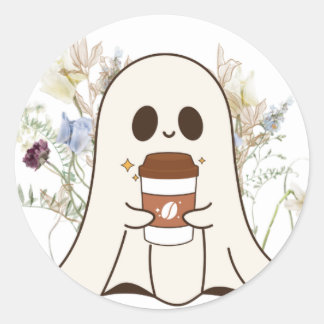 Redonda Pegatina vinílico de café fantasma