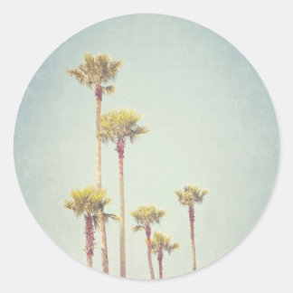 Redonda Pegatina Vintage California Palm Trees