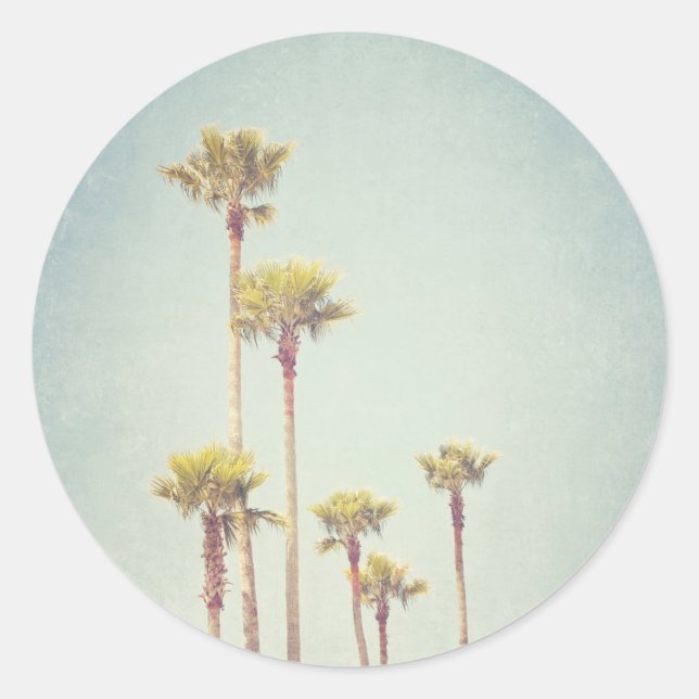 Redonda Pegatina Vintage California Palm Trees (Anverso)