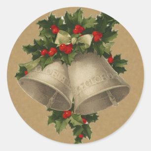 Redonda Pegatina Vintage Chistmas Bells