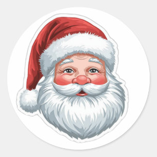Redonda Pegatina vintage de Papá Noel para Navidad