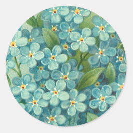 Redonda Pegatina vintage floral con olores azules