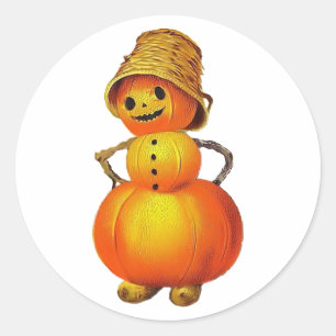 Redonda Pegatina Vintage Jolly Pumpkin
