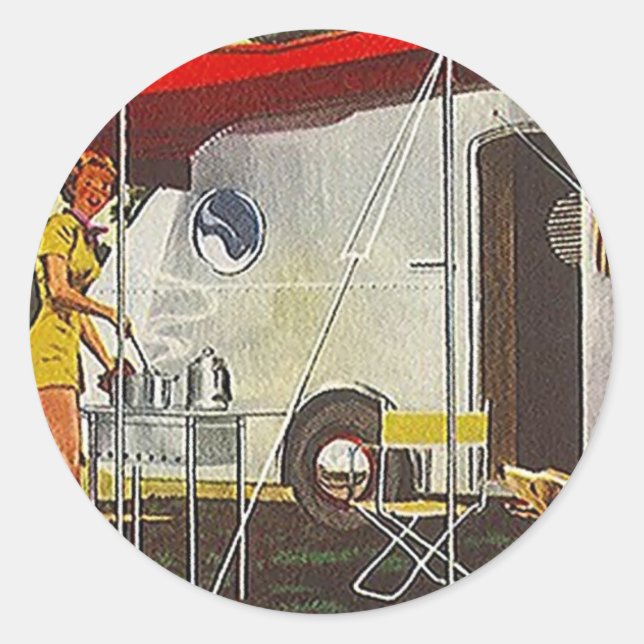Redonda Pegatina Vintage Tin Can Aluminio Camper Glamour (Anverso)