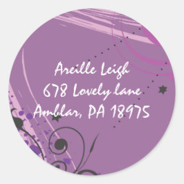 Redonda Pegatina Violeta Caliente Swirls Dirección Retorno