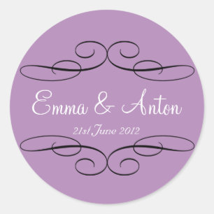 Redonda Pegatina Violeta Personalizada Filigree Favor