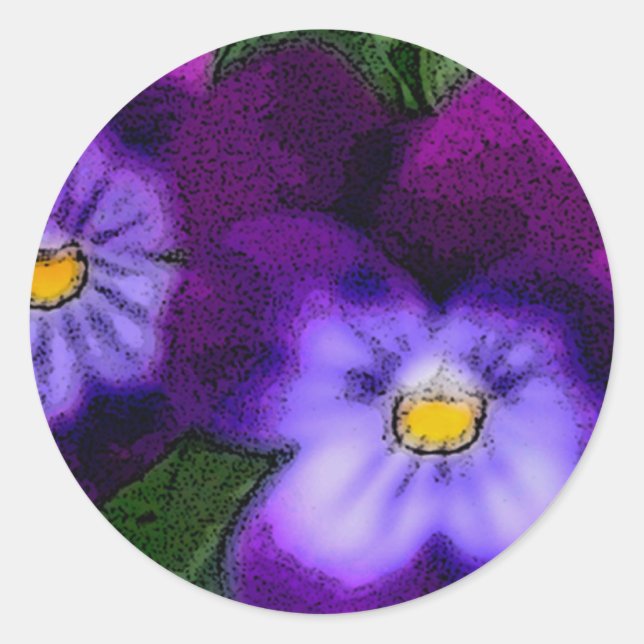 Redonda Pegatina Violets (Anverso)