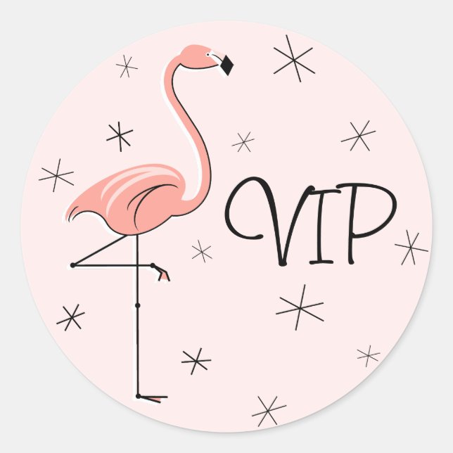 Redonda Pegatina VIP Rosa Flamingo (Anverso)
