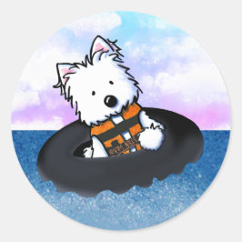 Redonda Pegatina Westie KiniArt flotante