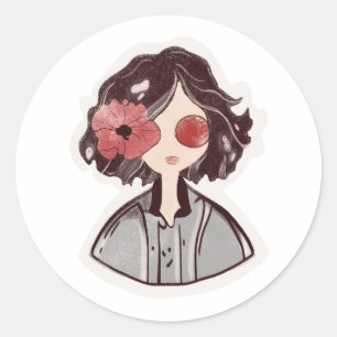 Redonda Pegatina Whimsical Bloom