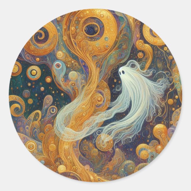 Redonda pegatina "Whimsical Whisp" (Anverso)